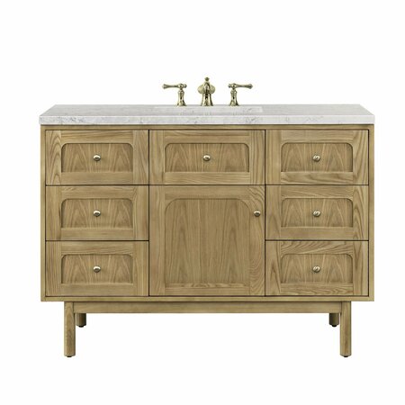 JAMES MARTIN VANITIES Laurent 48in Single Vanity, Light Natural Oak w/ 3 CM Eternal Jasmine Pearl Top 545-V48-LNO-3EJP